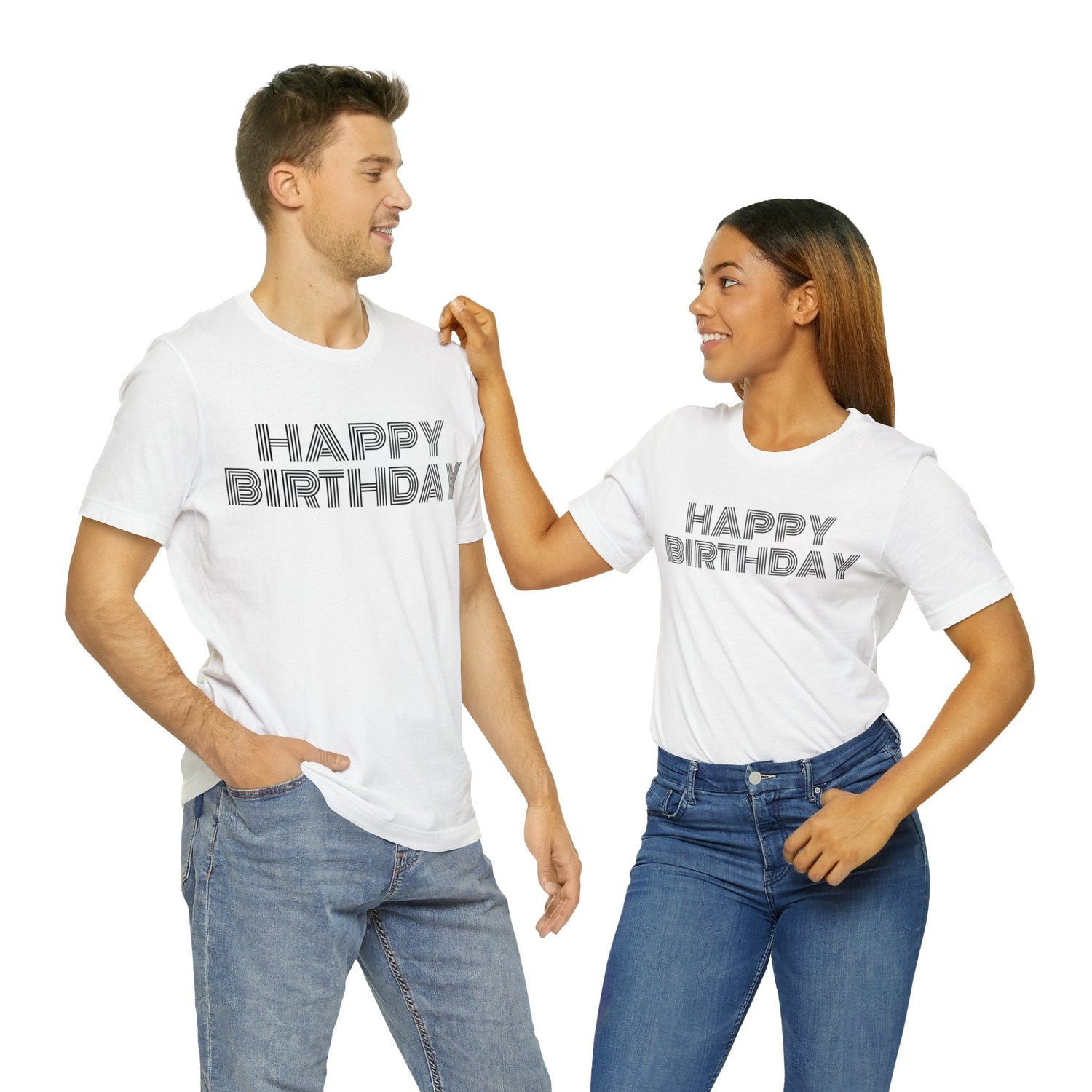 T-Shirt Happy Birthday Text Shirt for Men & Women Black Bella Canvas Shirts for Tshirt Outfit Aesthetic Petrova Designs