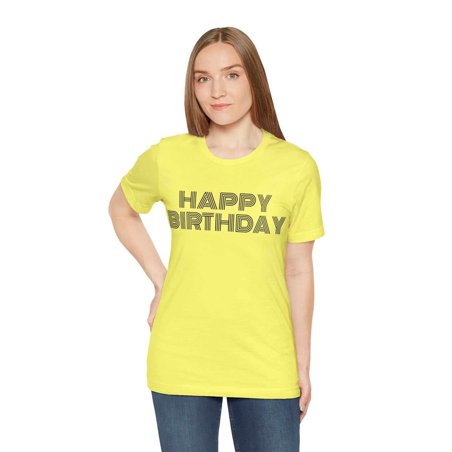 T-Shirt Happy Birthday Text Shirt for Men & Women Black Bella Canvas Shirts for Tshirt Outfit Aesthetic Petrova Designs