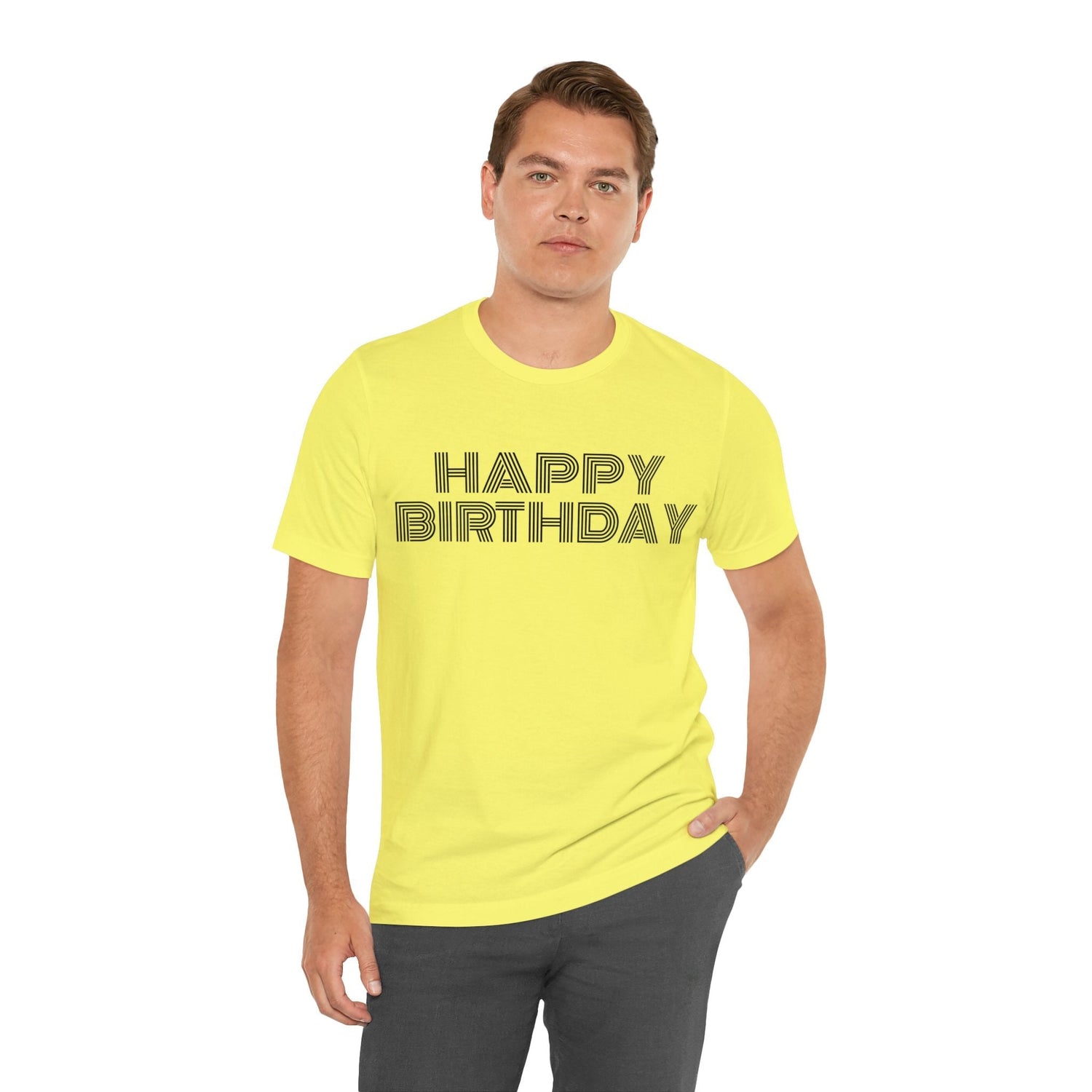 T-Shirt Happy Birthday Text Shirt for Men & Women Black Bella Canvas Shirts for Tshirt Outfit Aesthetic Petrova Designs