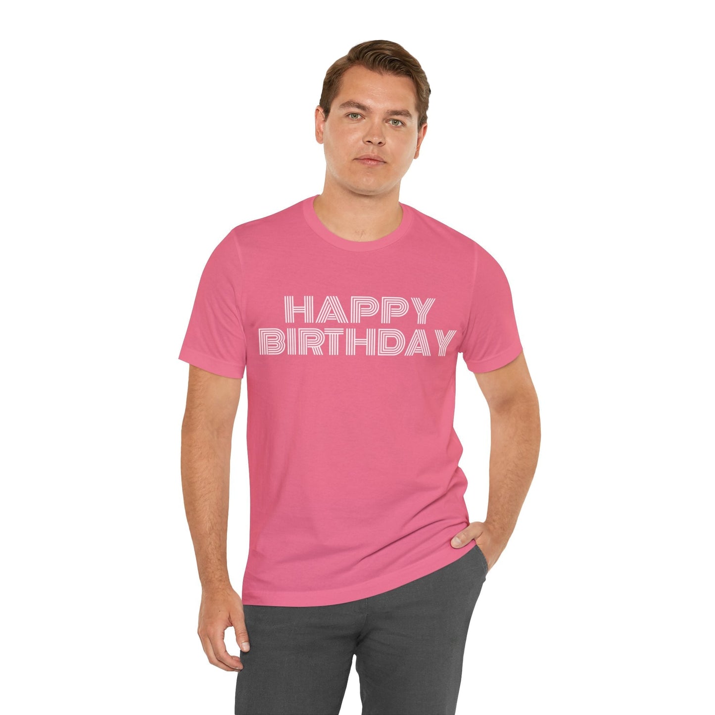 T-Shirt Happy Birthday Text Shirt for Men & Women Black Bella Canvas Shirts for Tshirt Outfit Aesthetic Petrova Designs