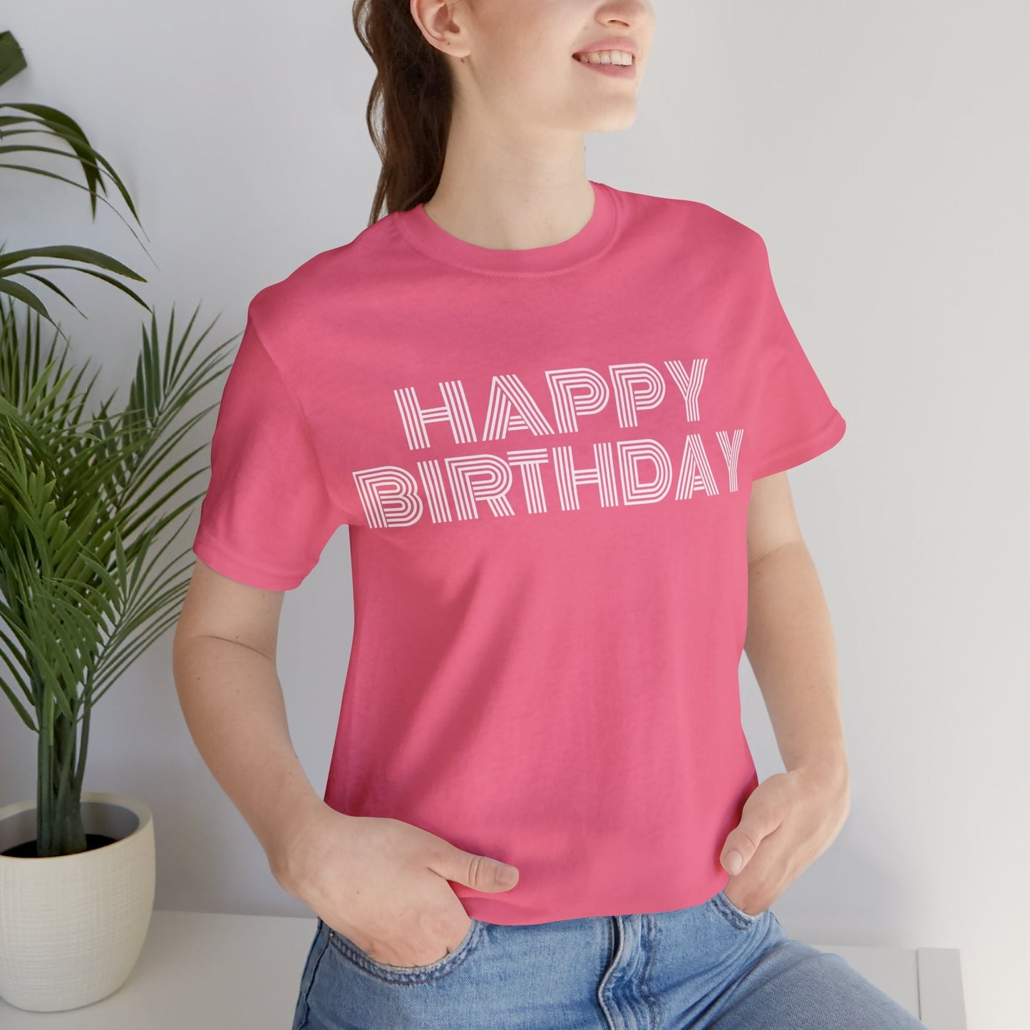 T-Shirt Happy Birthday Text Shirt for Men & Women Black Bella Canvas Shirts for Tshirt Outfit Aesthetic Petrova Designs