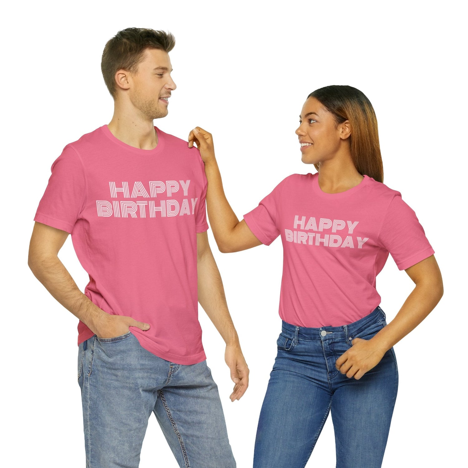 T-Shirt Happy Birthday Text Shirt for Men & Women Black Bella Canvas Shirts for Tshirt Outfit Aesthetic Petrova Designs