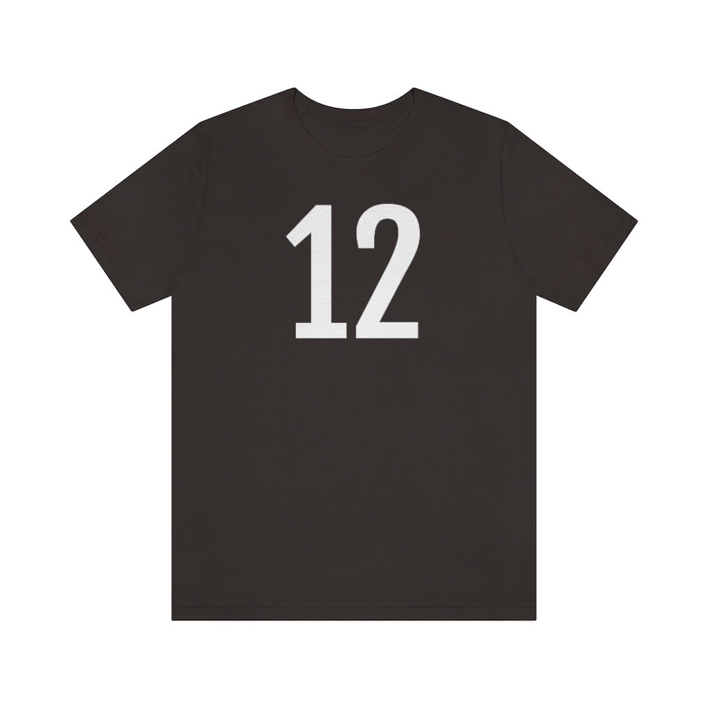 Brown T-Shirt Numbered T Shirt with Number On Them for Numerological Black Tshirt Outfit 12 Petrova Designs