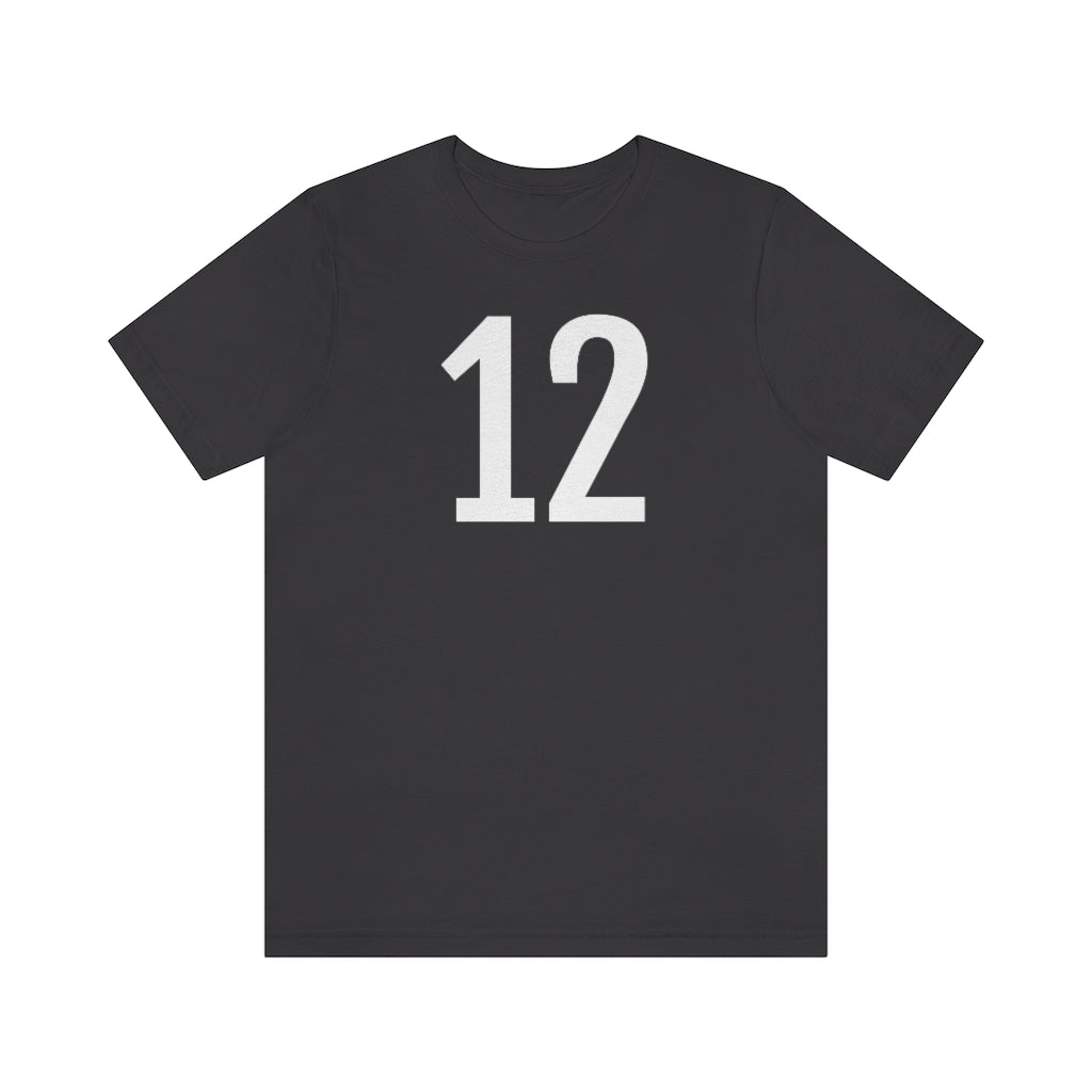 Dark Grey T-Shirt Numbered T Shirt with Number On Them for Numerological Black Tshirt Outfit 12 Petrova Designs