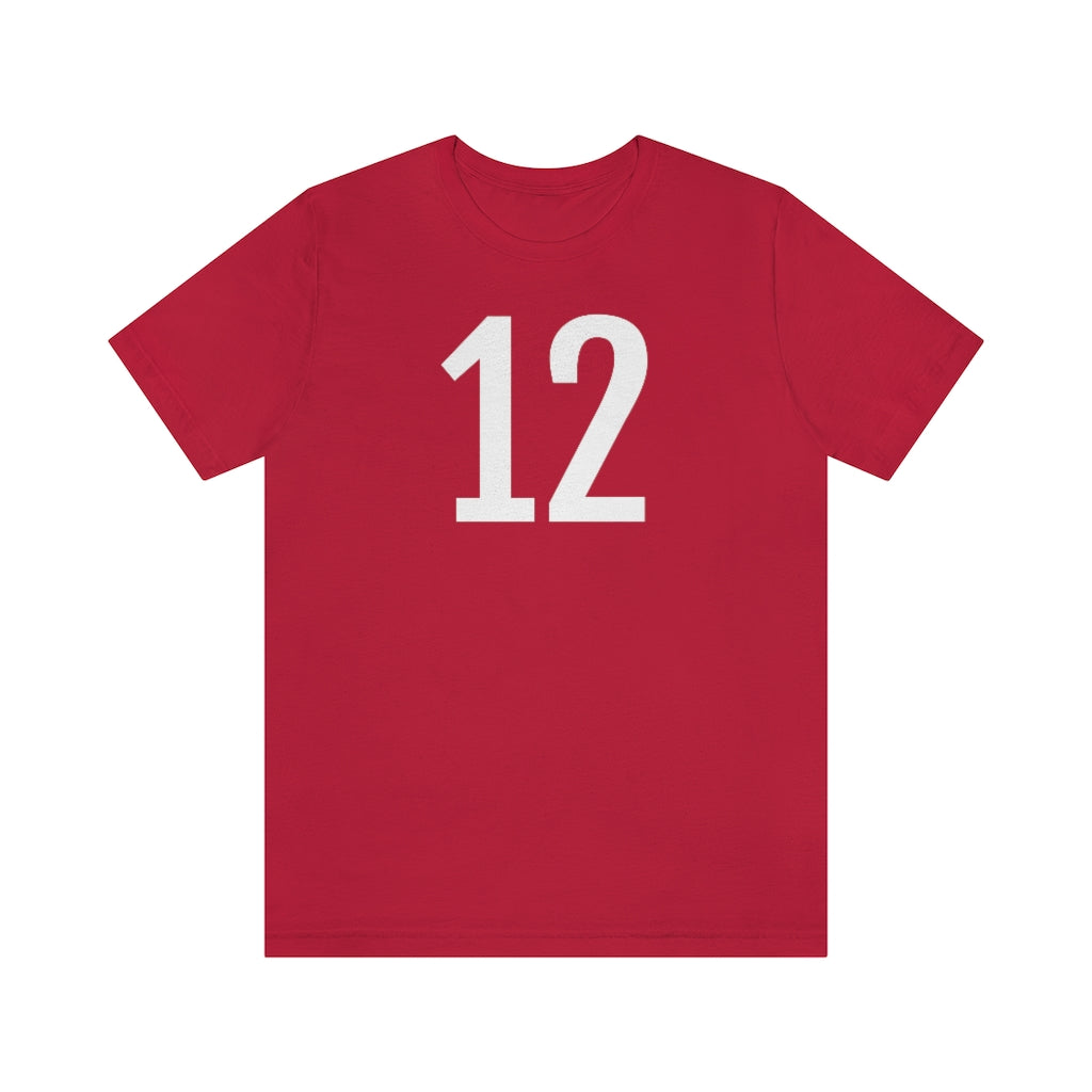 Red T-Shirt Numbered T Shirt with Number On Them for Numerological Black Tshirt Outfit 12 Petrova Designs