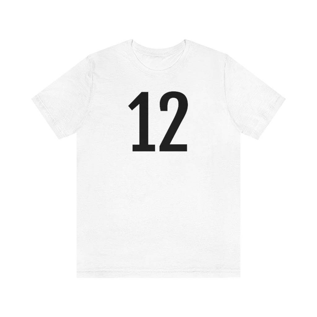 White T-Shirt Numbered T Shirt with Number On Them for Numerological Black Tshirt Outfit 12 Petrova Designs