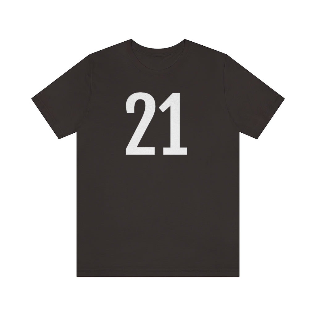 Brown T-Shirt Numbered T Shirt with Number On Them for Numerological Black Tshirt Outfit 21 Petrova Designs