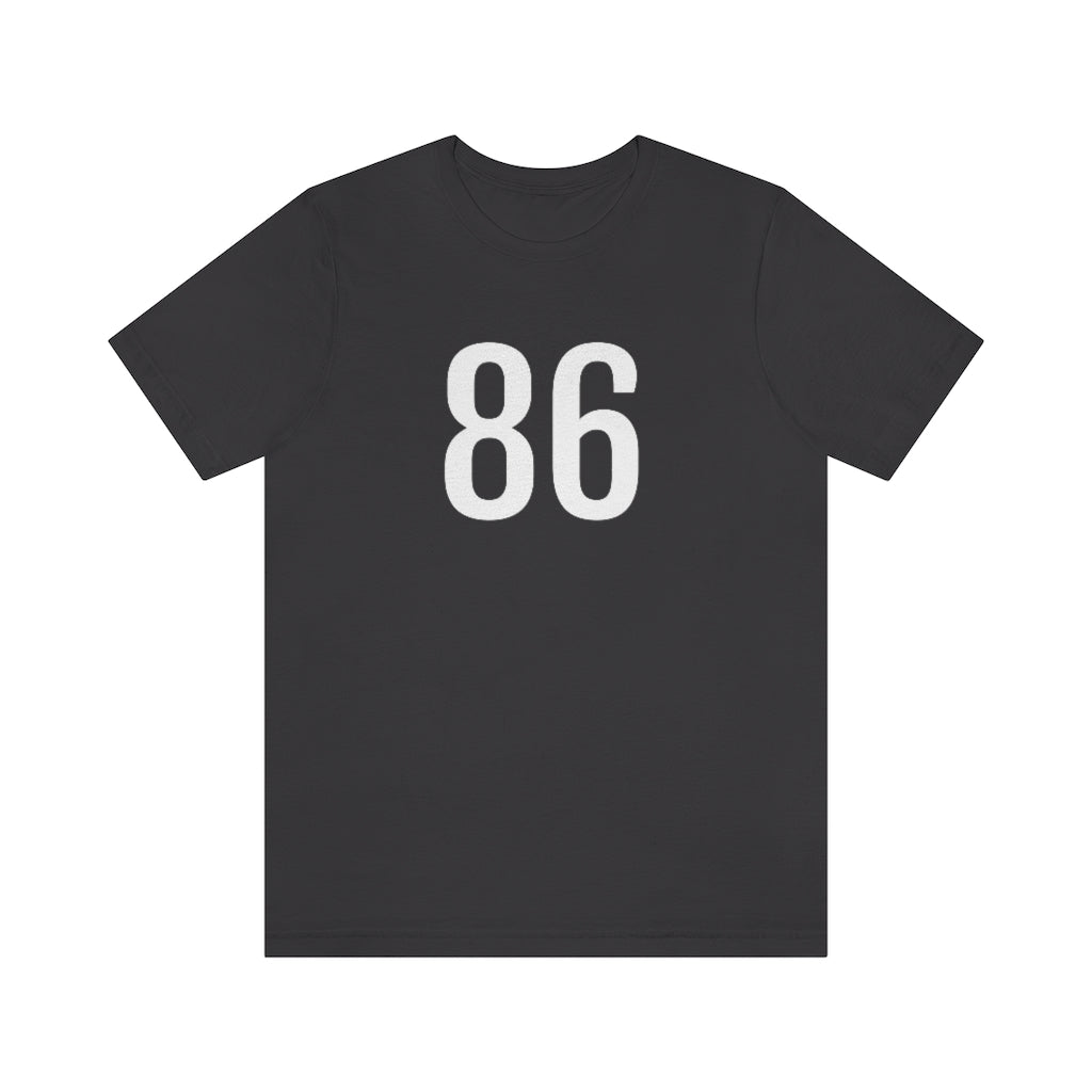 Dark Grey T-Shirt Numbered T Shirt with Number On Them for Numerological Black Tshirt Outfit 86 Petrova Designs