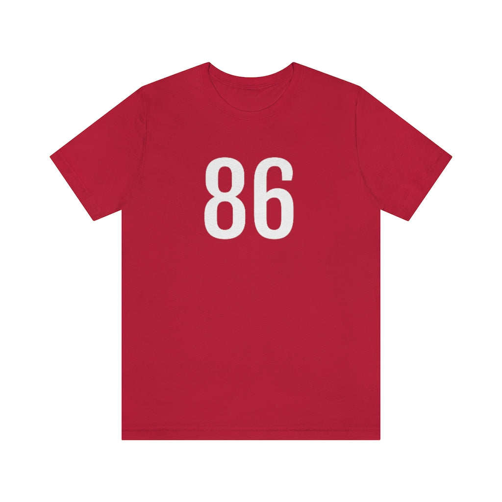 Red T-Shirt Numbered T Shirt with Number On Them for Numerological Black Tshirt Outfit 86 Petrova Designs