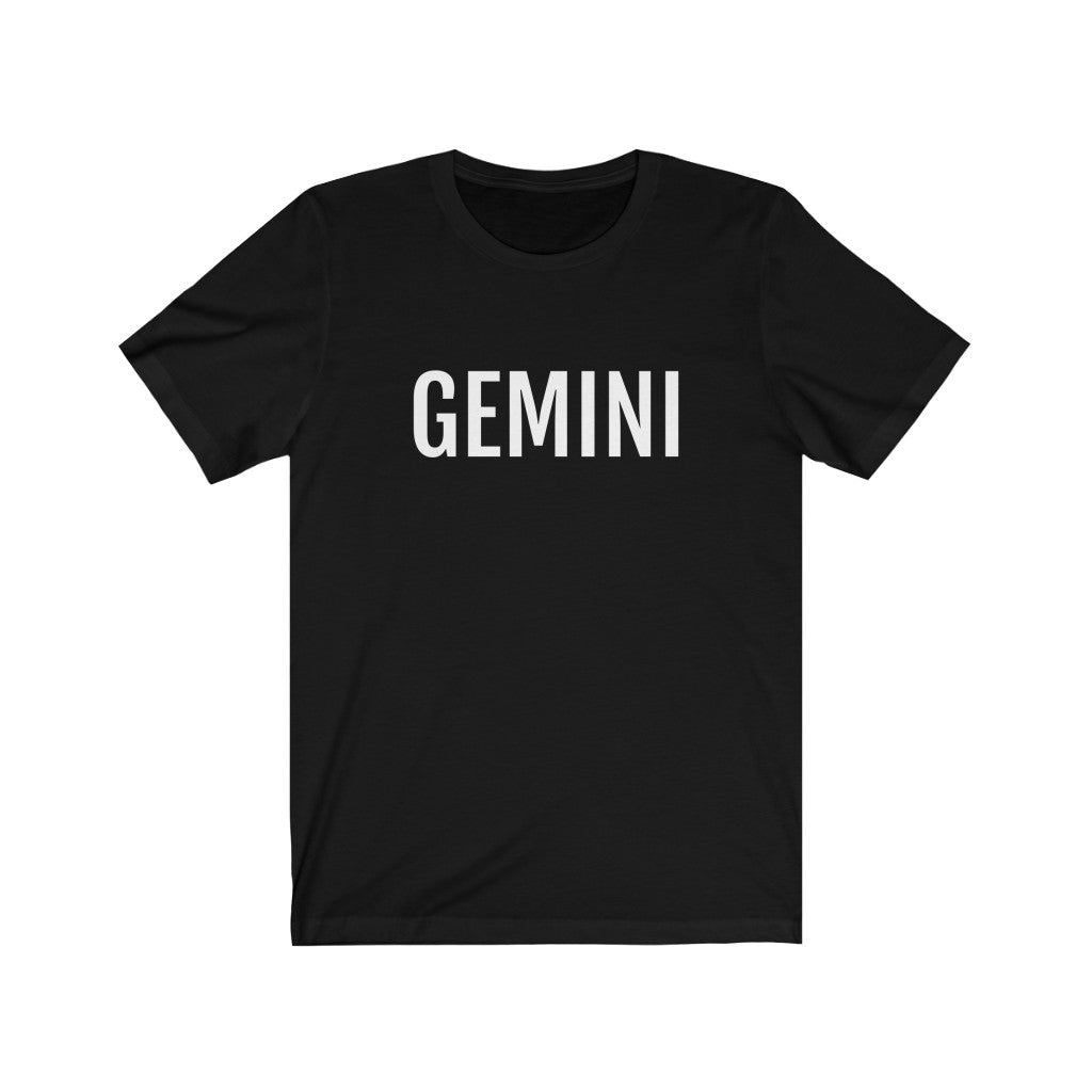 Black T-Shirt Text Shirt for Men & Women Black Bella Canvas Shirts for Gemini Zodiac Sign Petrova Designs