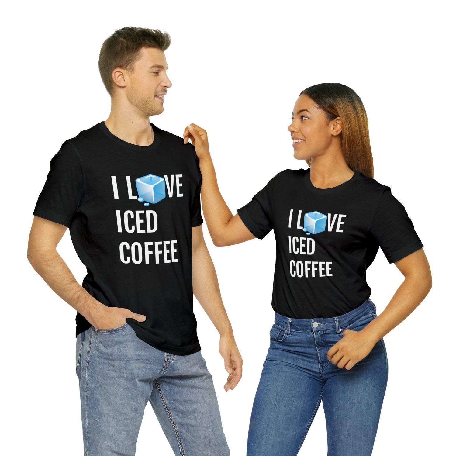 T-Shirt Text Shirt for Men & Women Black Bella Canvas Shirts for Tshirt Outfit Aesthetic Coffee Iced Latter Petrova Designs