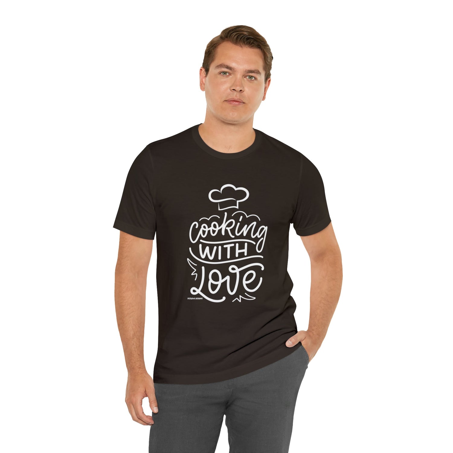 T-Shirt Text Shirt for Men & Women Black Bella Canvas Shirts for Tshirt Outfit Aesthetic Cooking with Love Petrova Designs