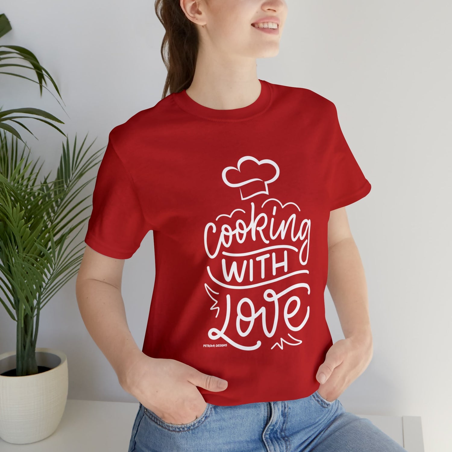 Red T-Shirt Text Shirt for Men & Women Black Bella Canvas Shirts for Tshirt Outfit Aesthetic Cooking with Love Petrova Designs