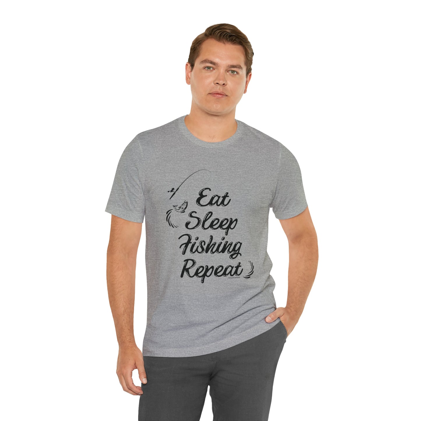 T-Shirt Text Shirt for Men & Women Black Bella Canvas Shirts for Tshirt Outfit Aesthetic Fishing Repeat Petrova Designs