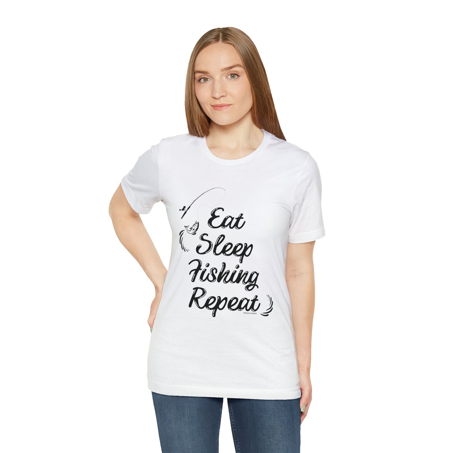 T-Shirt Text Shirt for Men & Women Black Bella Canvas Shirts for Tshirt Outfit Aesthetic Fishing Repeat Petrova Designs