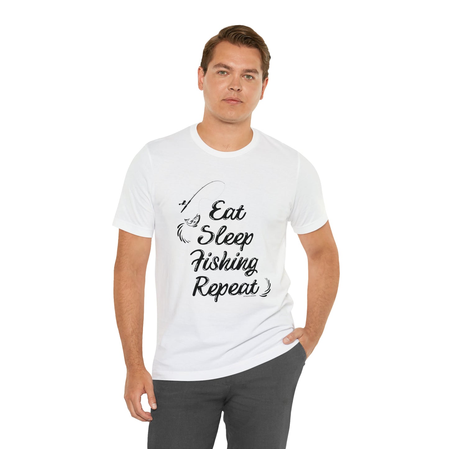 T-Shirt Text Shirt for Men & Women Black Bella Canvas Shirts for Tshirt Outfit Aesthetic Fishing Repeat Petrova Designs