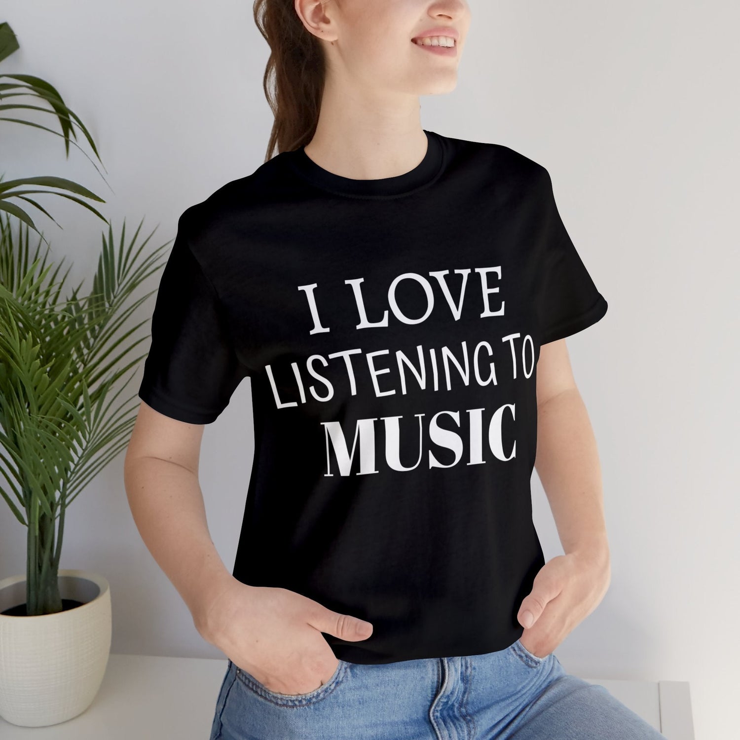 T-Shirt Text Shirt for Men & Women Black Bella Canvas Shirts for Tshirt Outfit Aesthetic Listen to Music Petrova Designs