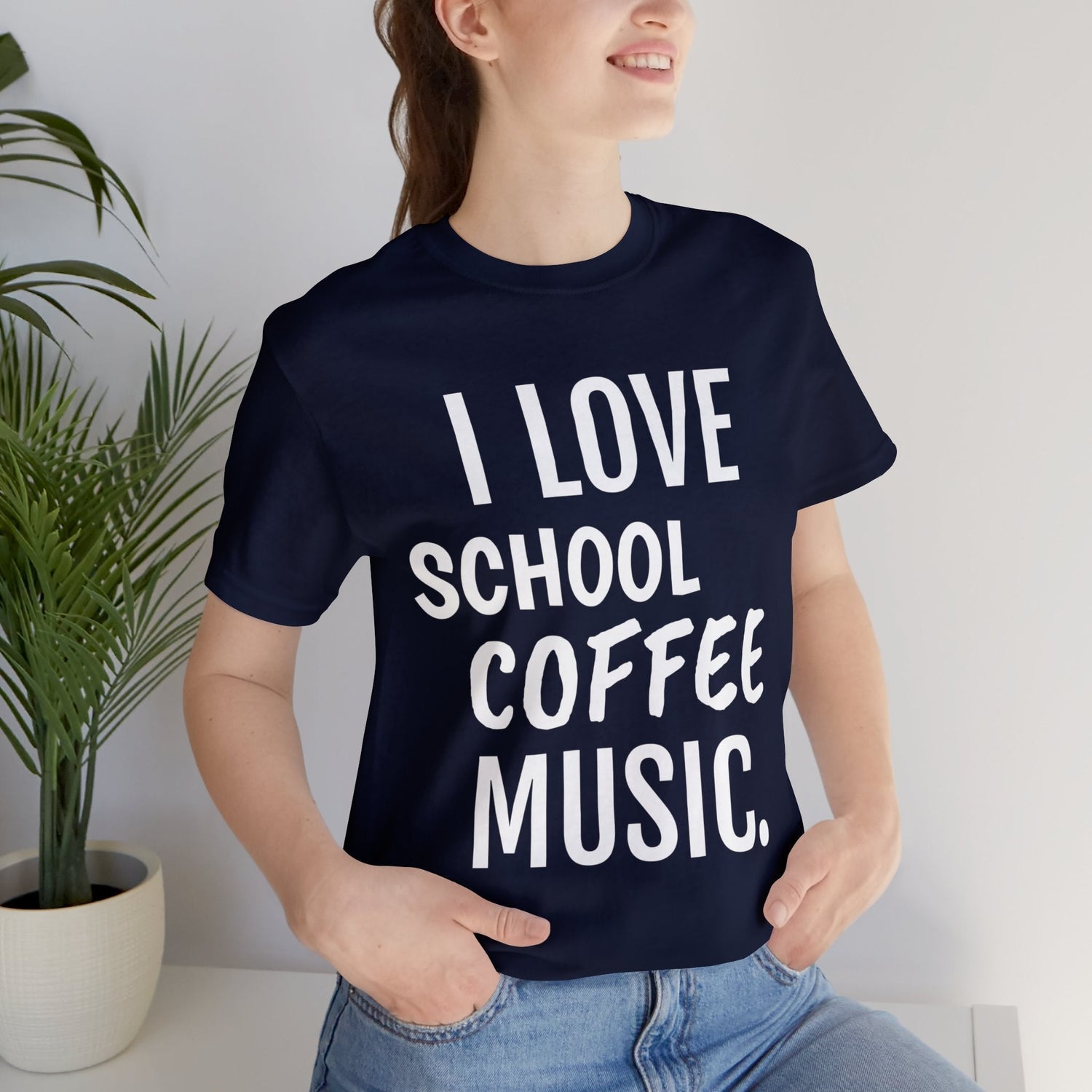 Navy T-Shirt Text Shirt for Men & Women Black Bella Canvas Shirts for Tshirt Outfit Aesthetic School Coffee Petrova Designs