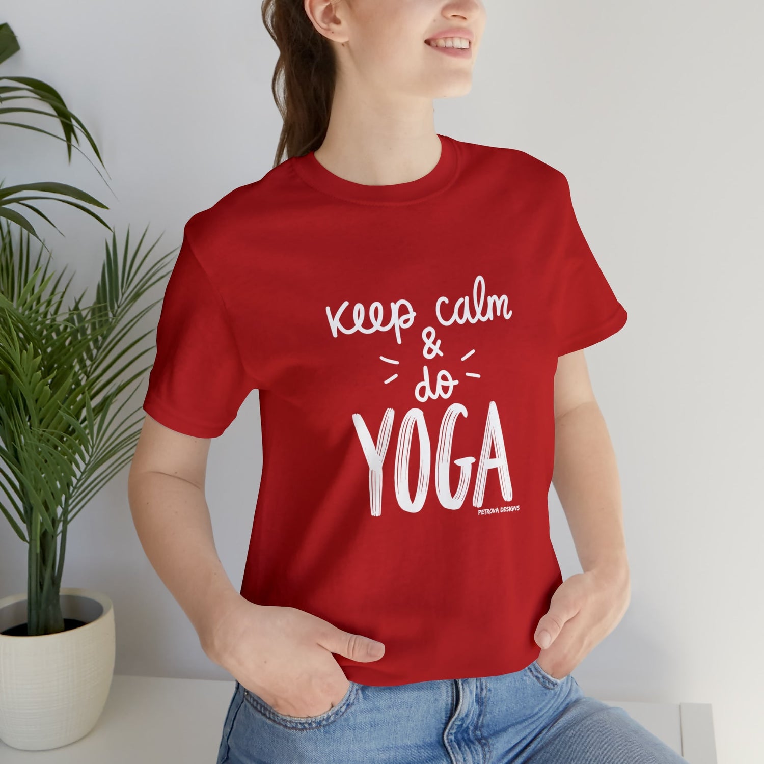 Red T-Shirt Text Shirt for Men & Women Black Bella Canvas Shirts for Tshirt Outfit Aesthetic Yoga Keep Calm Petrova Designs