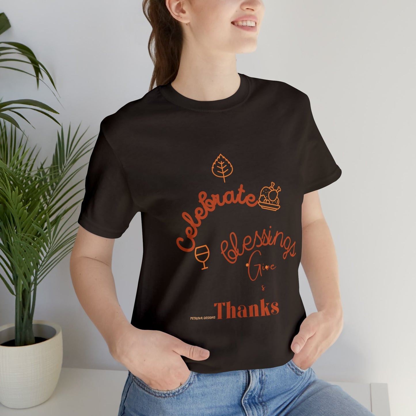 Brown T-Shirt Thanksgiving Text Shirt for Men & Women Black Bella Canvas Shirts for Tshirt Outfit Aesthetic Petrova Designs