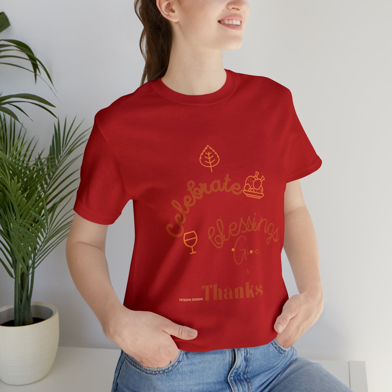 Red T-Shirt Thanksgiving Text Shirt for Men & Women Black Bella Canvas Shirts for Tshirt Outfit Aesthetic Petrova Designs