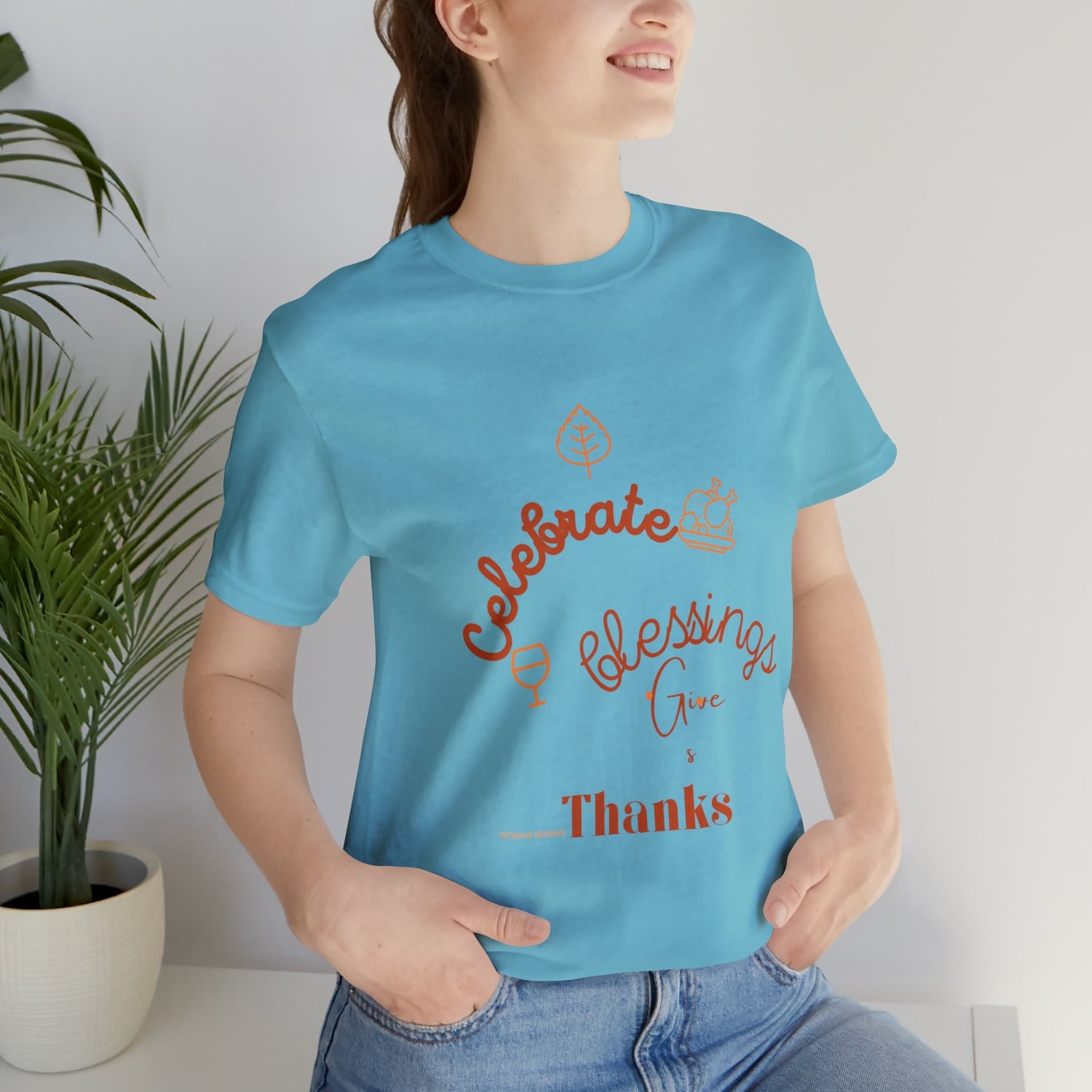 Turquoise T-Shirt Thanksgiving Text Shirt for Men & Women Black Bella Canvas Shirts for Tshirt Outfit Aesthetic Petrova Designs