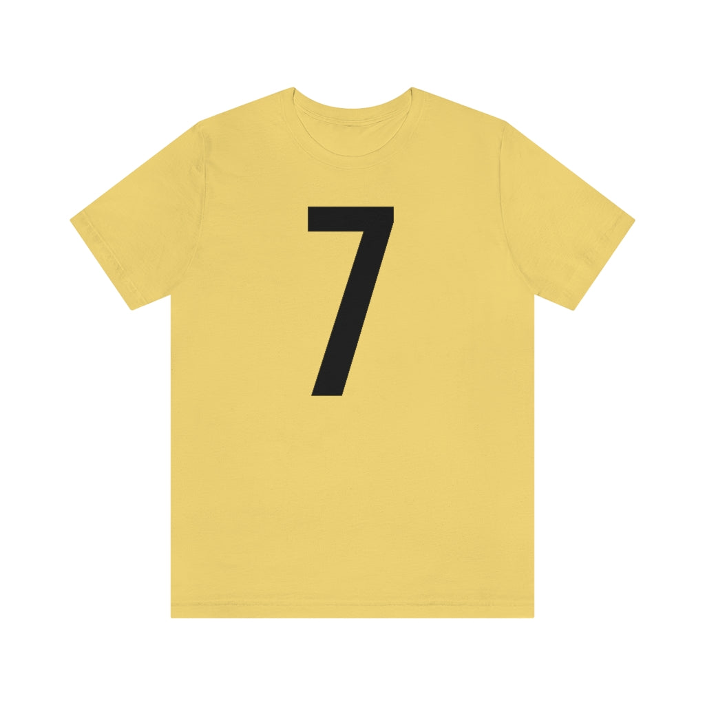 T-Shirt with Number 7 On | Numbered Tee Yellow T-Shirt Petrova Designs