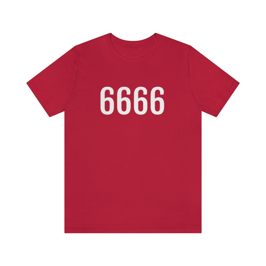 T-Shirt with Number 6666 On | Numbered Tee Red T-Shirt Petrova Designs