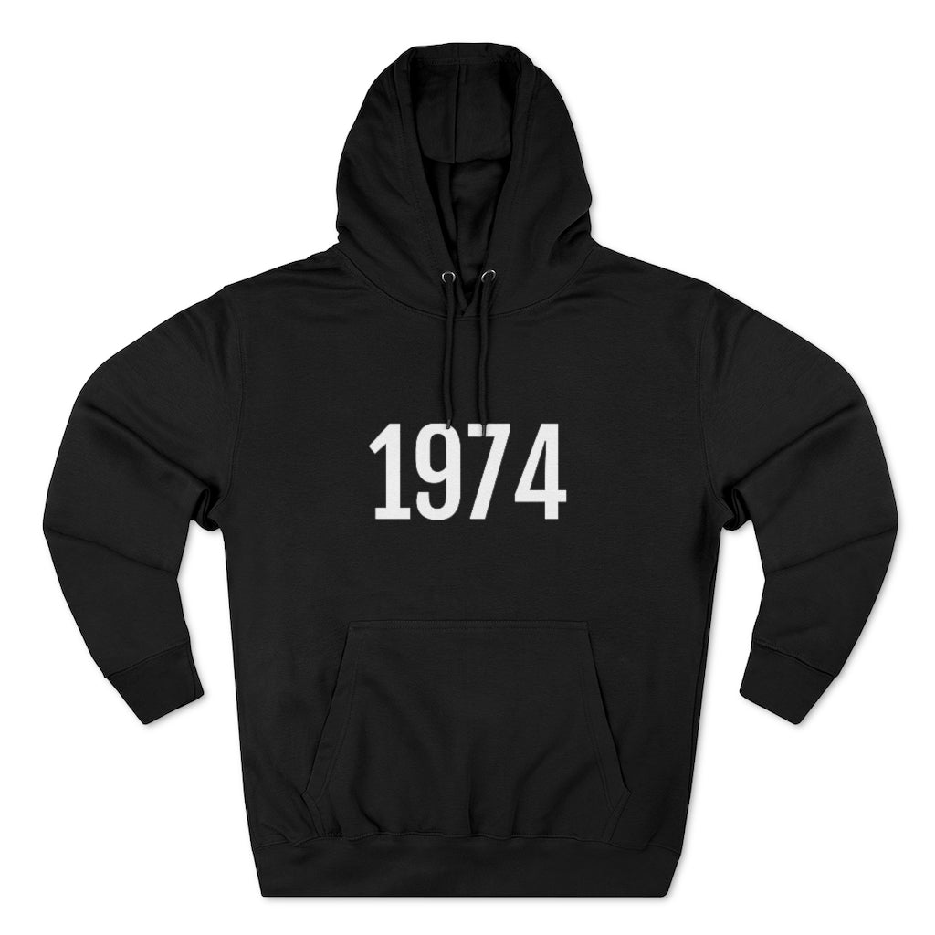 Number 1974 Hoodie | 1974 Sweatshirt with Number On Black Hoodie Petrova Designs