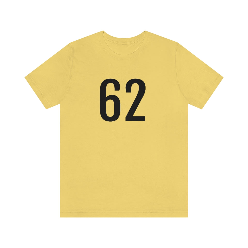 T-Shirt with Number 62 On | Numbered Tee Yellow T-Shirt Petrova Designs