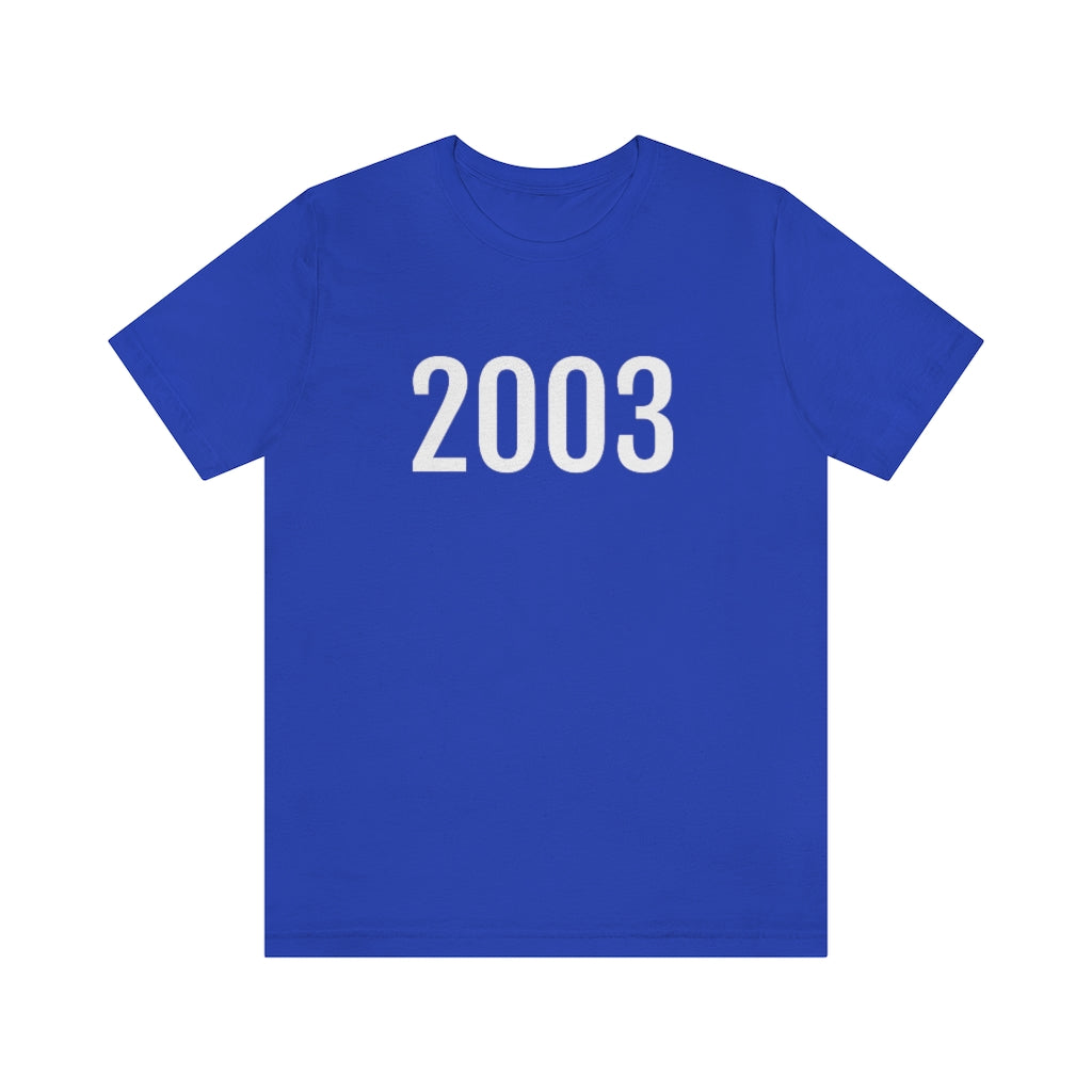T-Shirt with Number 2003 On | Numbered Tee True Royal T-Shirt Petrova Designs
