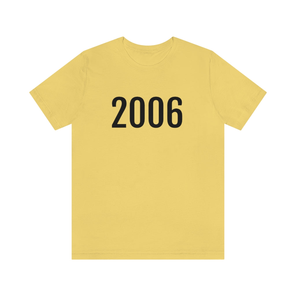 T-Shirt with Number 2006 On | Numbered Tee Yellow T-Shirt Petrova Designs