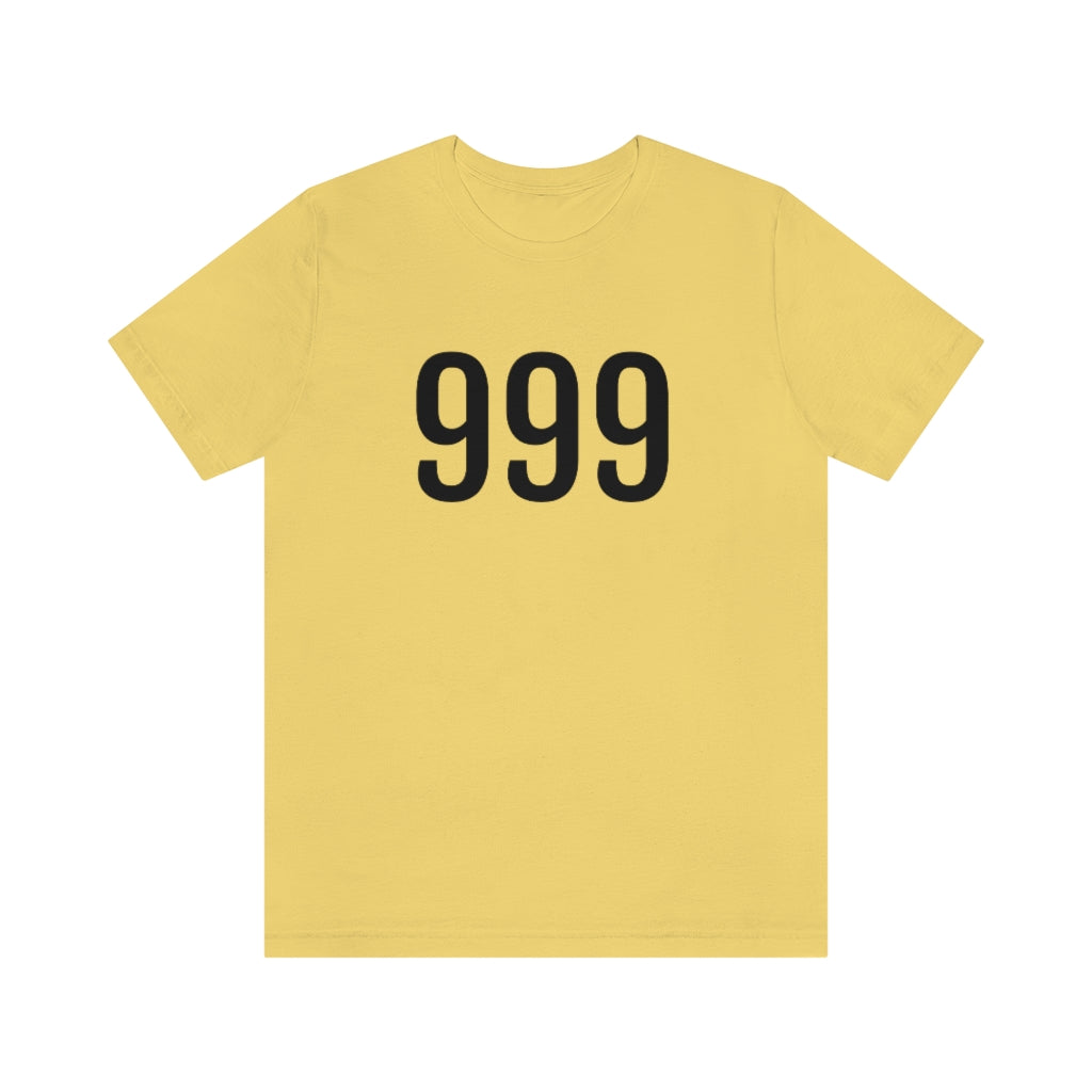 T-Shirt with Number 999 On | Numbered Tee Yellow T-Shirt Petrova Designs