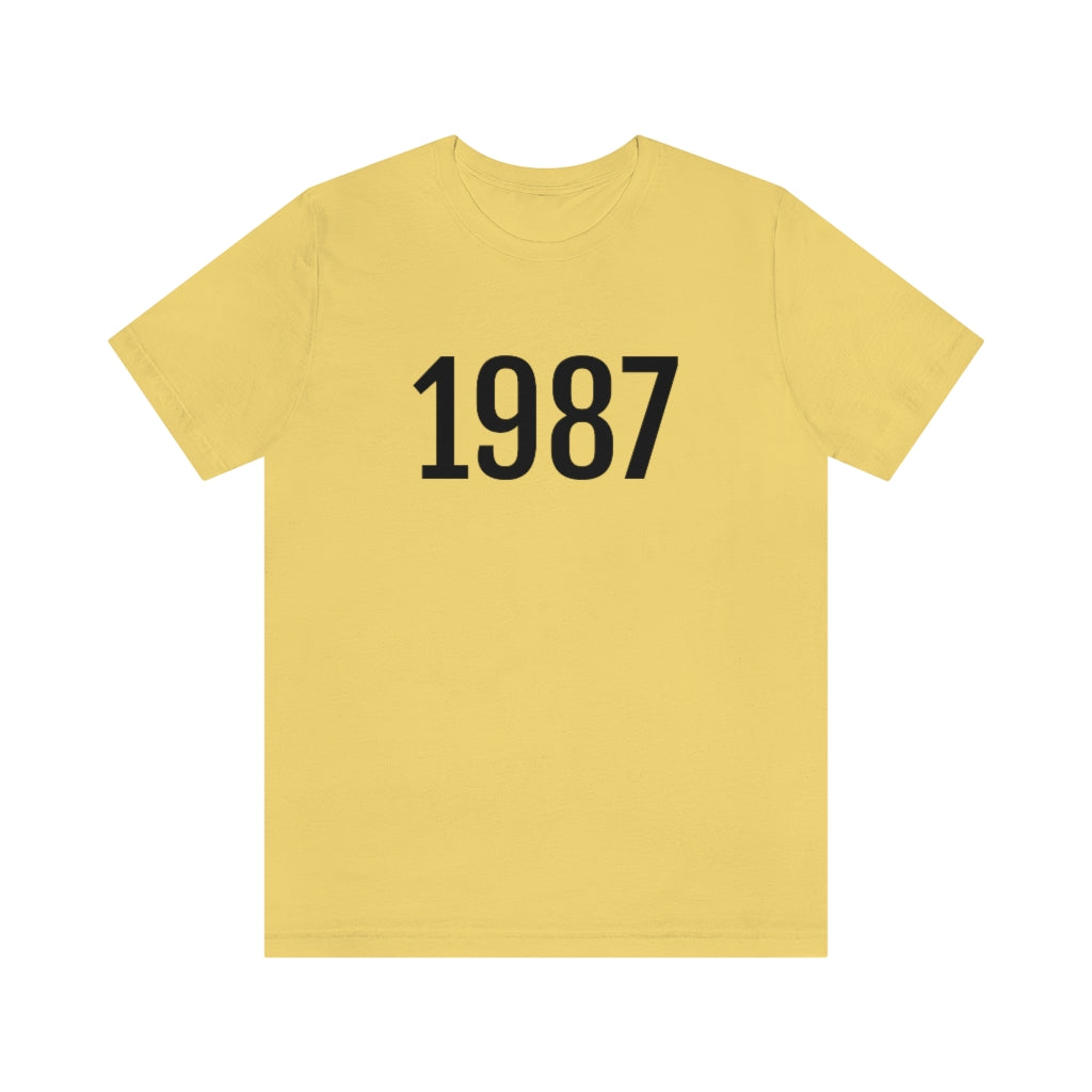 T-Shirt with Number 1987 On | Numbered Tee Yellow T-Shirt Petrova Designs