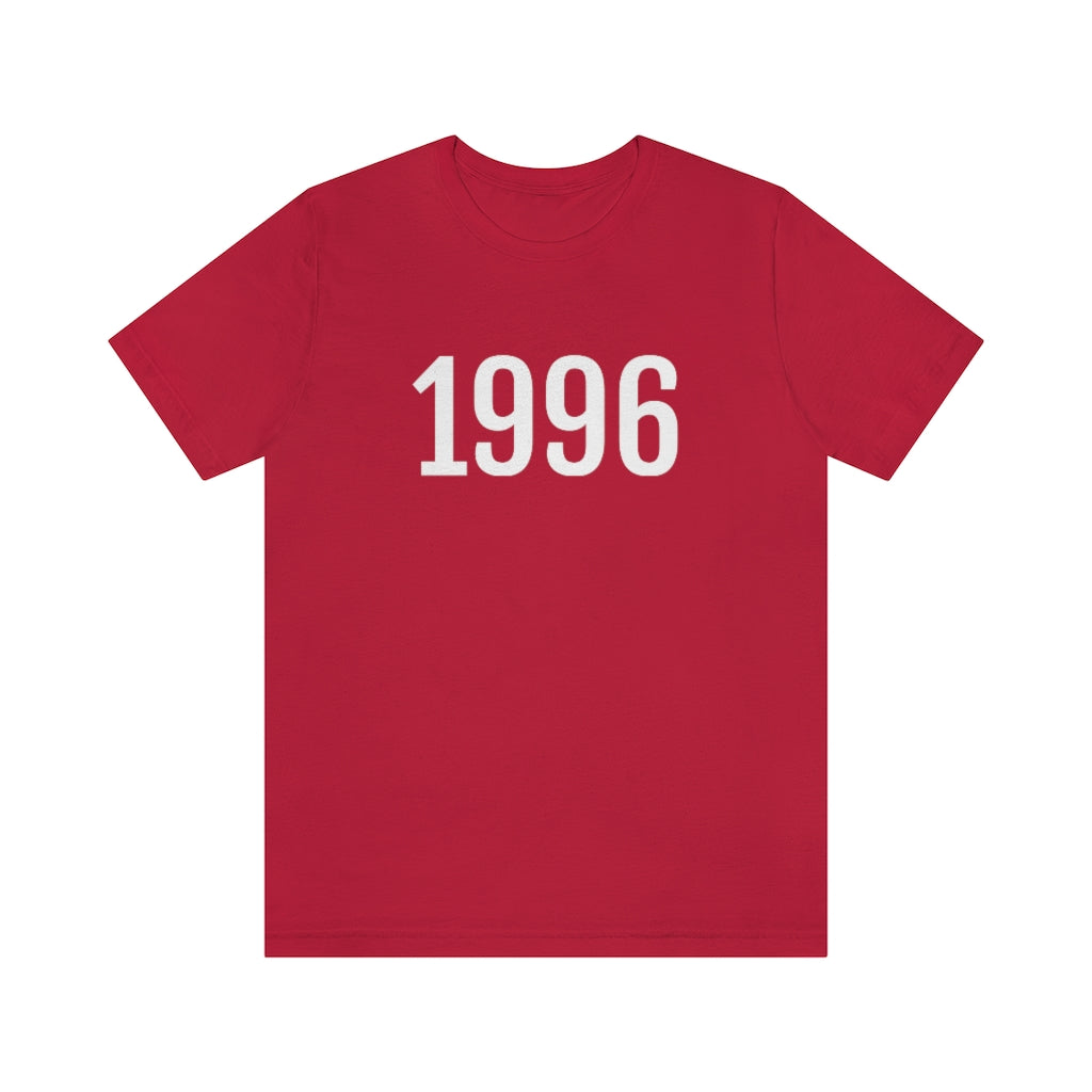 T-Shirt with Number 1996 On | Numbered Tee Red T-Shirt Petrova Designs