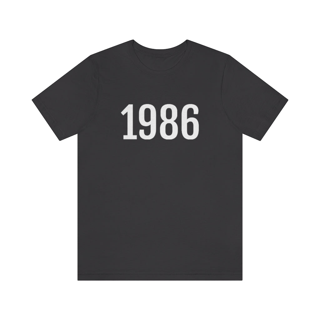 T-Shirt with Number 1986 On | Numbered Tee Dark Grey T-Shirt Petrova Designs