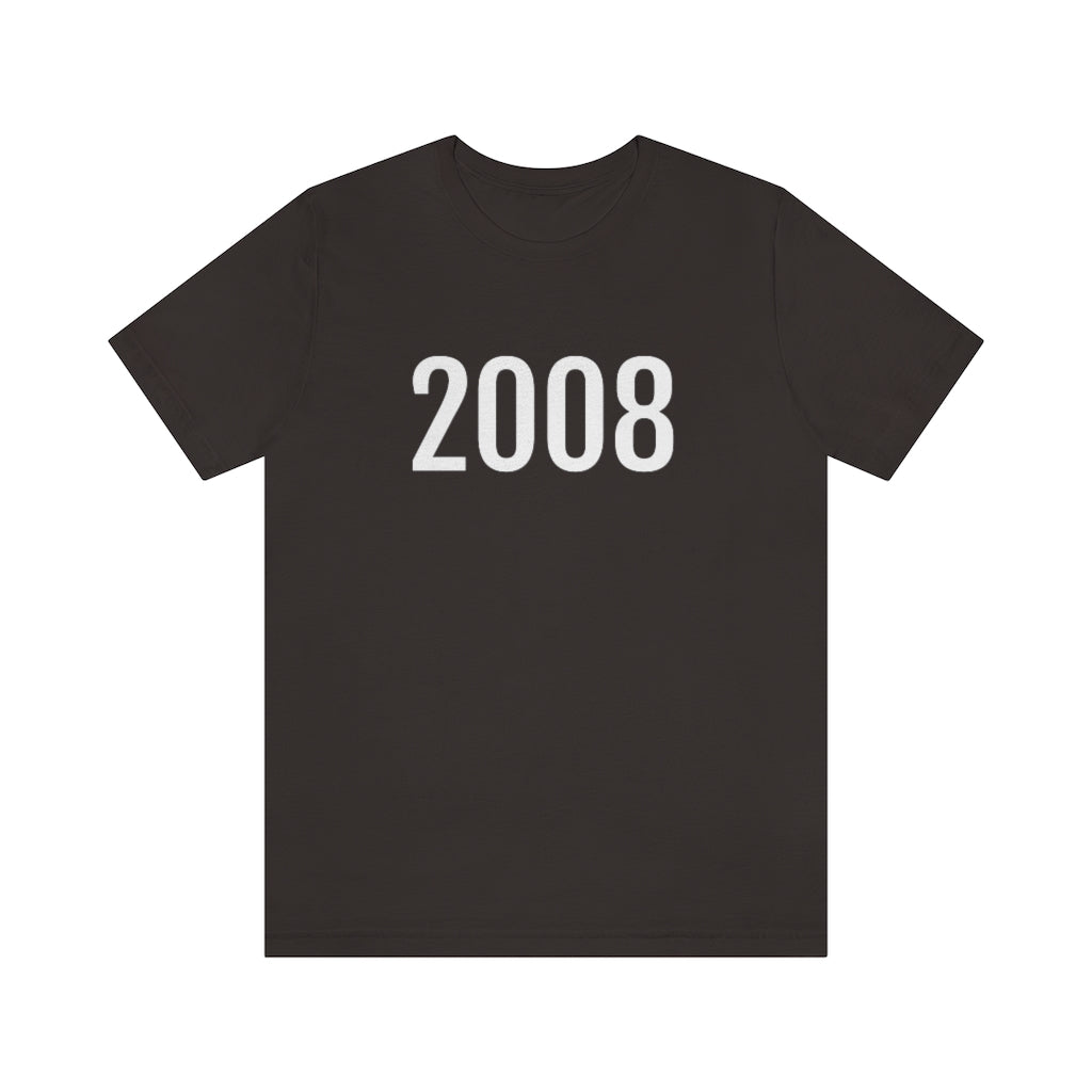 T-Shirt with Number 2008 On | Numbered Tee Brown T-Shirt Petrova Designs