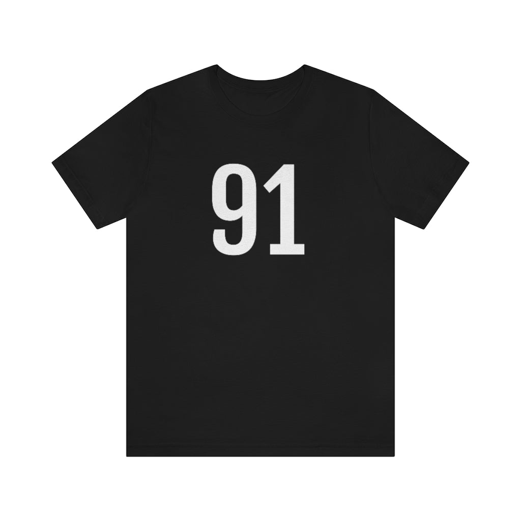 T-Shirt with Number 91 On | Numbered Tee Black T-Shirt Petrova Designs