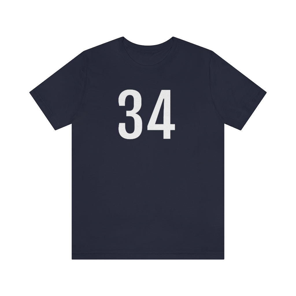 T-Shirt with Number 34 On | Numbered Tee Navy T-Shirt Petrova Designs