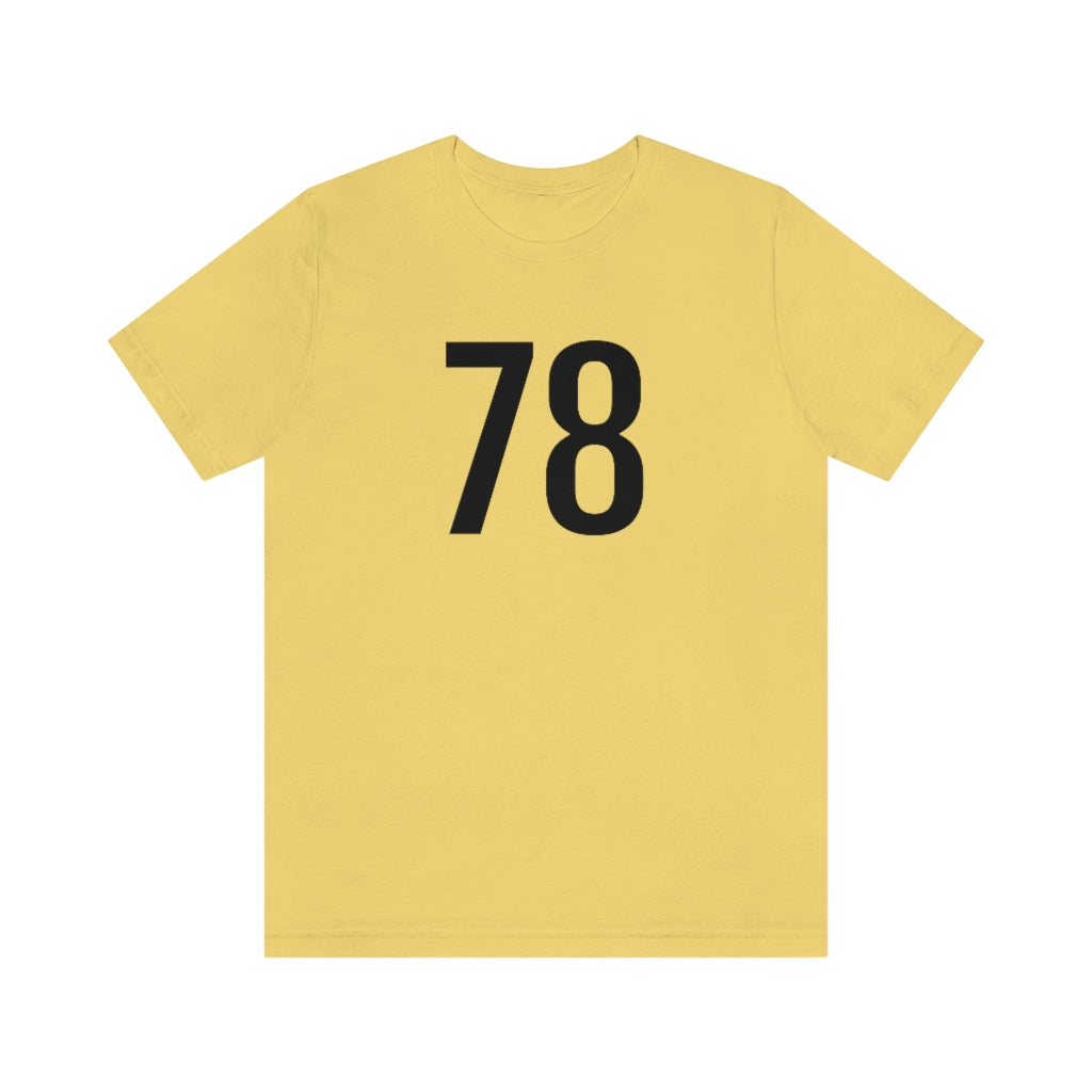 T-Shirt with Number 78 On | Numbered Tee Yellow T-Shirt Petrova Designs