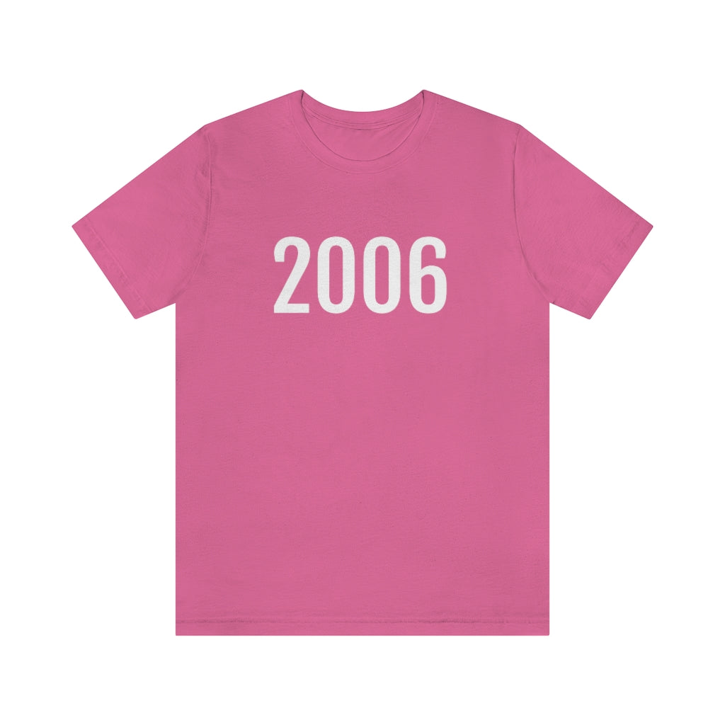 T-Shirt with Number 2006 On | Numbered Tee Charity Pink T-Shirt Petrova Designs
