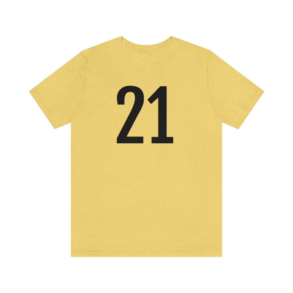 T-Shirt with Number 21 On | Numbered Tee Yellow T-Shirt Petrova Designs