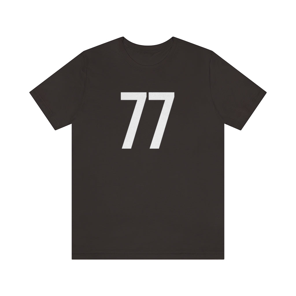 T-Shirt with Number 77 On | Numbered Tee Brown T-Shirt Petrova Designs
