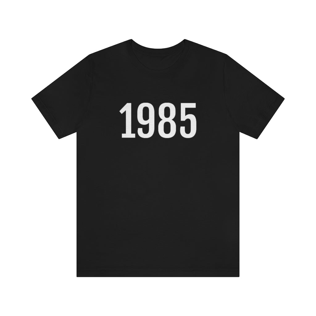 T-Shirt with Number 1985 On | Numbered Tee Black T-Shirt Petrova Designs