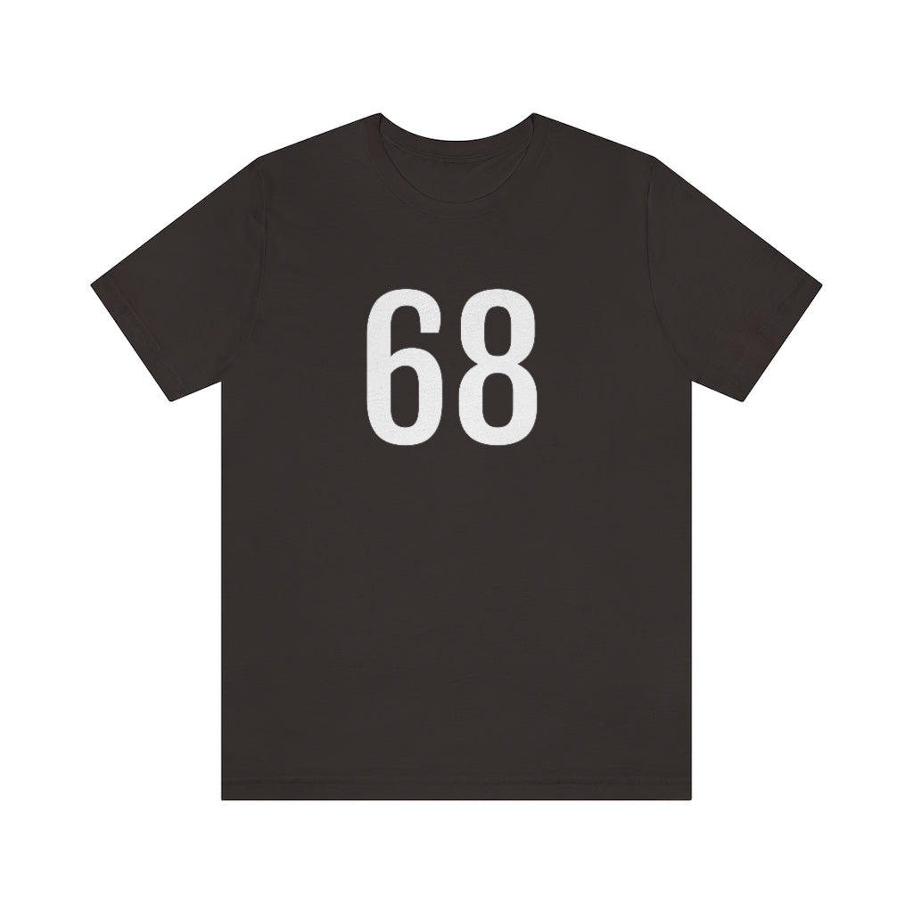 T-Shirt with Number 68 On | Numbered Tee Brown T-Shirt Petrova Designs