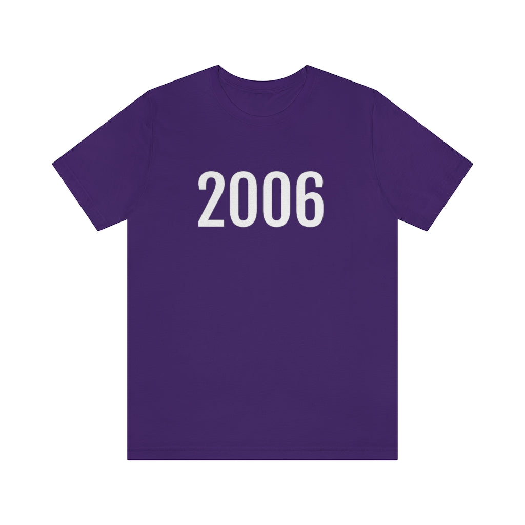 T-Shirt with Number 2006 On | Numbered Tee Team Purple T-Shirt Petrova Designs