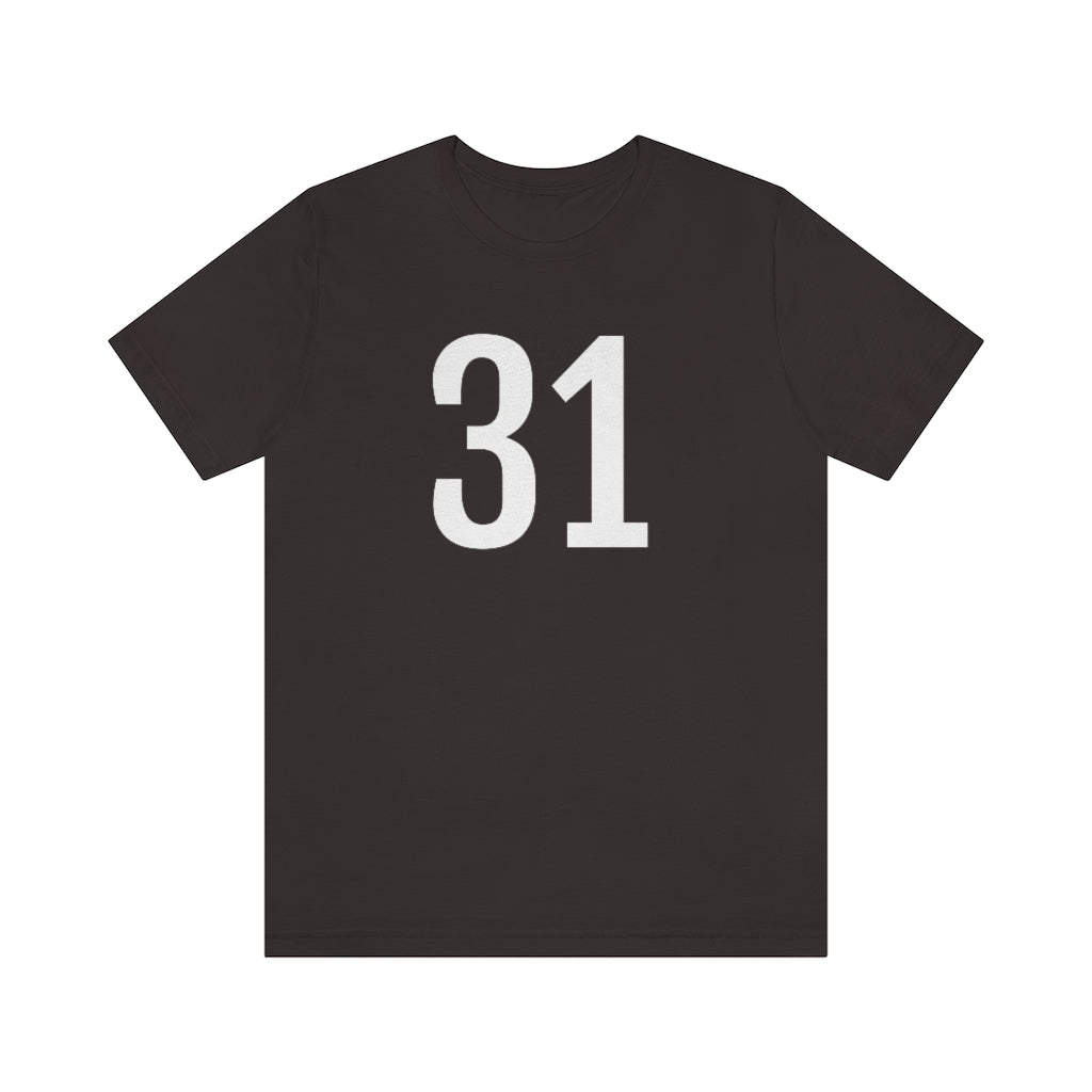 T-Shirt with Number 31 On | Numbered Tee Brown T-Shirt Petrova Designs