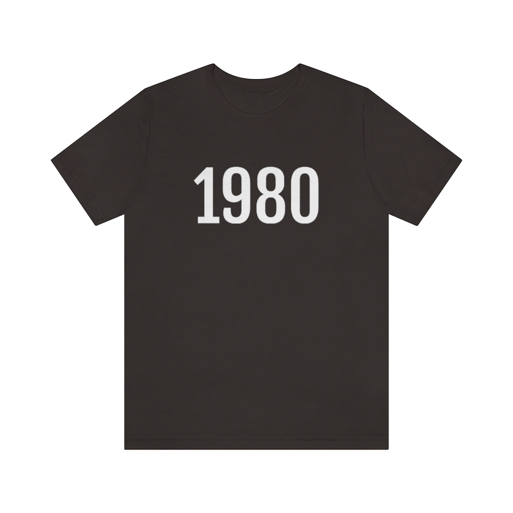 T-Shirt with Number 1980 On | Numbered Tee Brown T-Shirt Petrova Designs