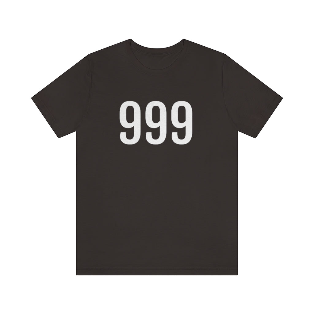T-Shirt with Number 999 On | Numbered Tee Brown T-Shirt Petrova Designs