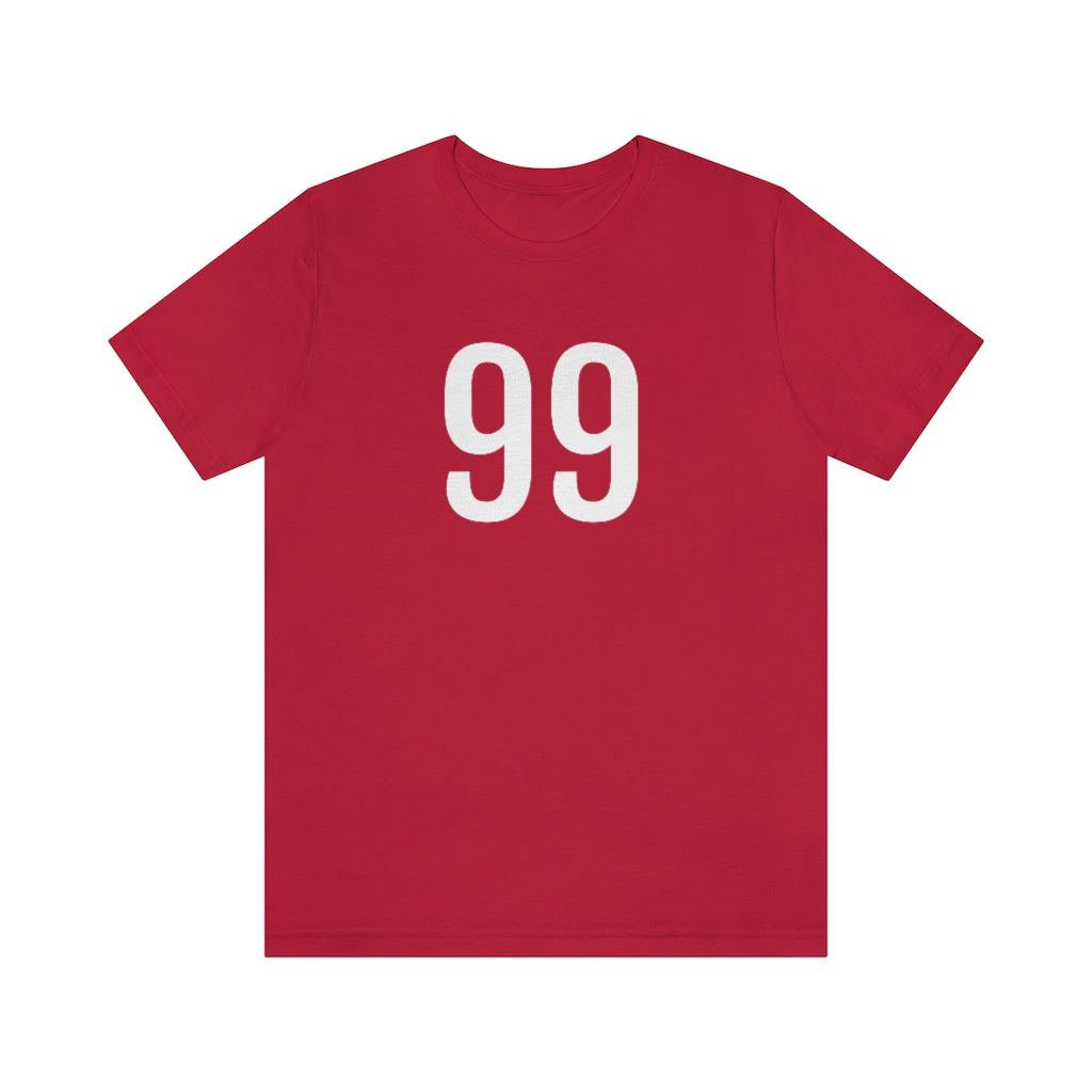T-Shirt with Number 99 On | Numbered Tee Red T-Shirt Petrova Designs